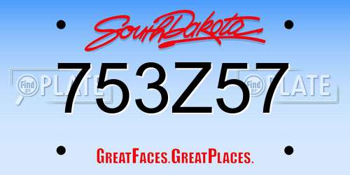 753Z57 South Dakota License Plate