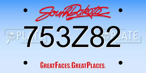 753Z82 South Dakota License Plate