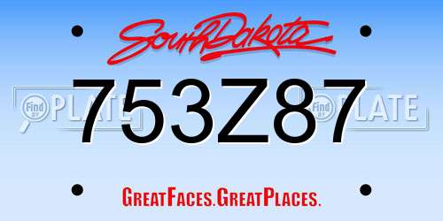 753Z87 South Dakota License Plate