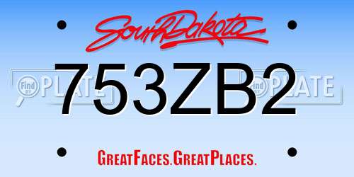 753ZB2 South Dakota License Plate
