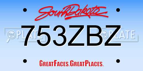 753ZBZ South Dakota License Plate
