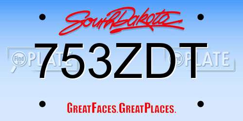 753ZDT South Dakota License Plate