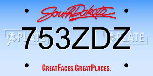 753ZDZ South Dakota License Plate
