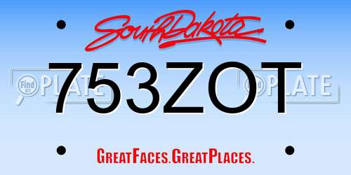 753ZOT South Dakota License Plate