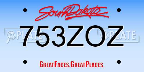 753ZOZ South Dakota License Plate