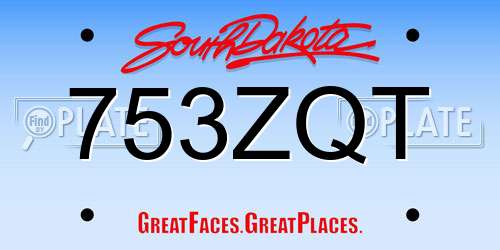 753ZQT South Dakota License Plate