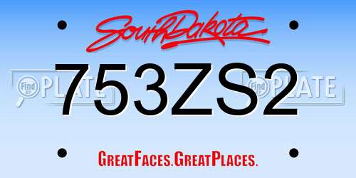 753ZS2 South Dakota License Plate