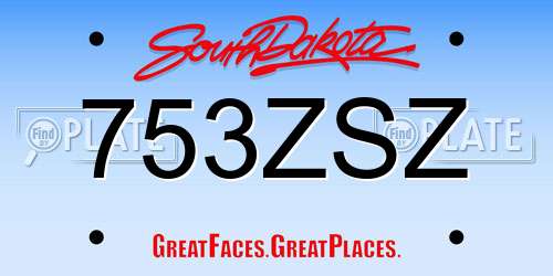 753ZSZ South Dakota License Plate