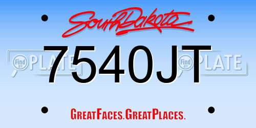7540JT South Dakota License Plate