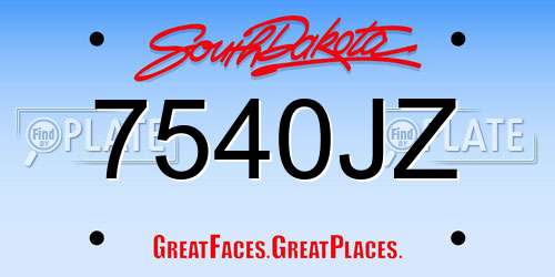 7540JZ South Dakota License Plate