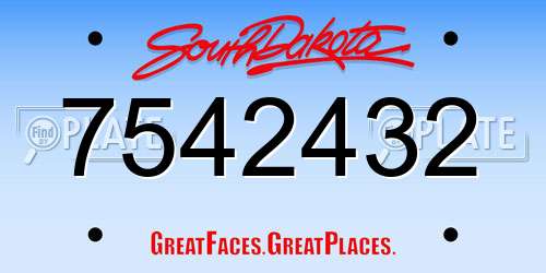 7542432 South Dakota License Plate