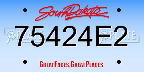 75424E2 South Dakota License Plate