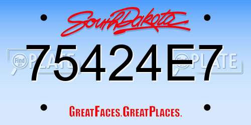 75424E7 South Dakota License Plate