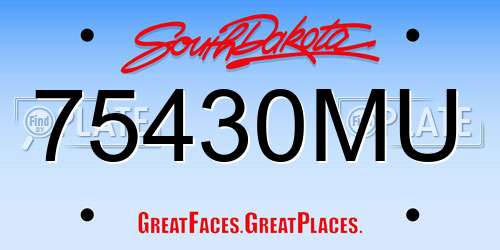 75430MU South Dakota License Plate