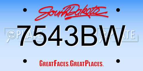7543BW South Dakota License Plate