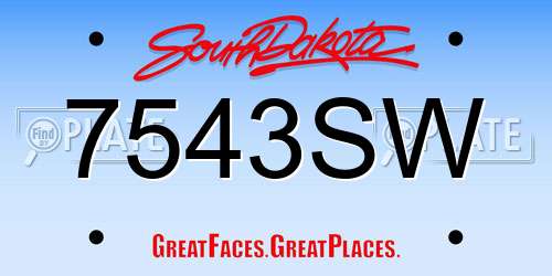 7543SW South Dakota License Plate