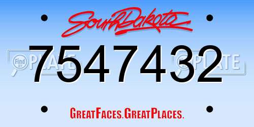 7547432 South Dakota License Plate