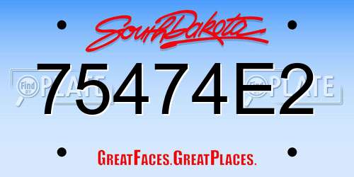 75474E2 South Dakota License Plate