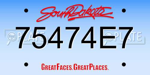 75474E7 South Dakota License Plate