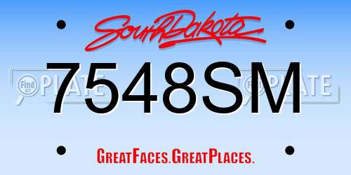 7548SM South Dakota License Plate