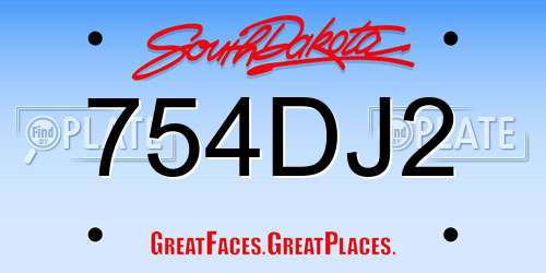 754DJ2 South Dakota License Plate