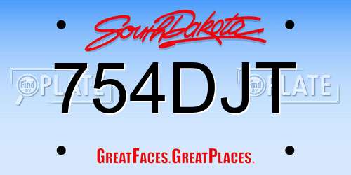 754DJT South Dakota License Plate