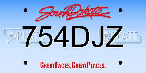 754DJZ South Dakota License Plate