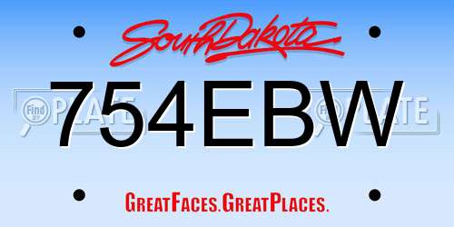 754EBW South Dakota License Plate