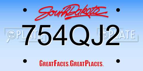 754QJ2 South Dakota License Plate