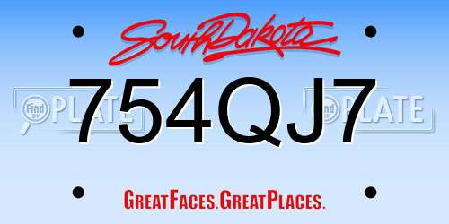 754QJ7 South Dakota License Plate