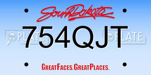 754QJT South Dakota License Plate