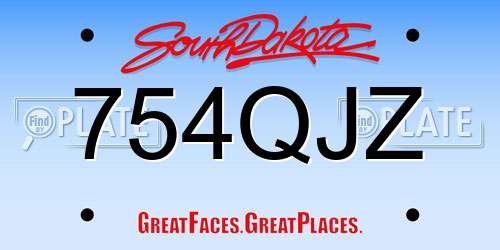 754QJZ South Dakota License Plate