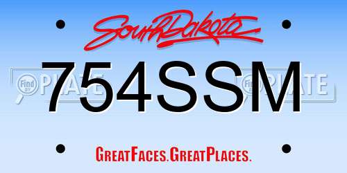 754SSM South Dakota License Plate