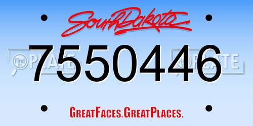 7550446 South Dakota License Plate