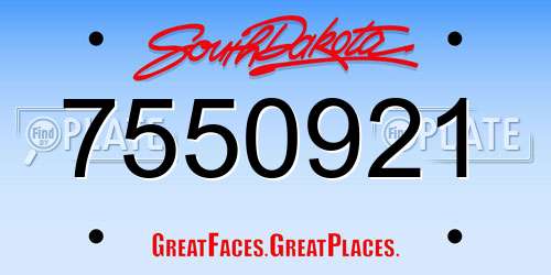 7550921 South Dakota License Plate