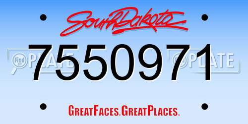 7550971 South Dakota License Plate