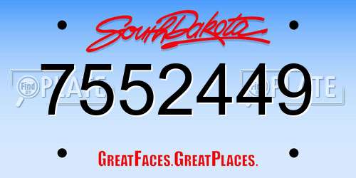 7552449 South Dakota License Plate