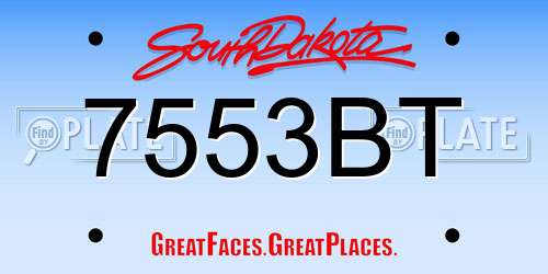 7553BT South Dakota License Plate