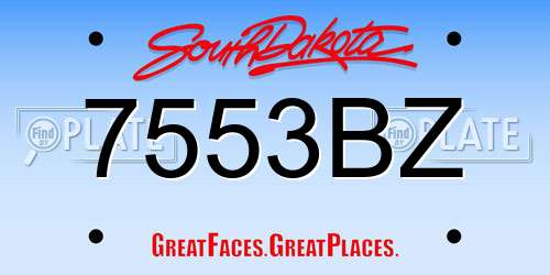 7553BZ South Dakota License Plate