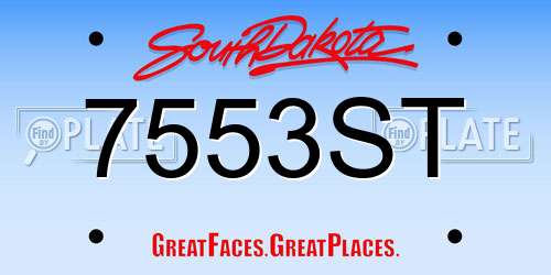 7553ST South Dakota License Plate
