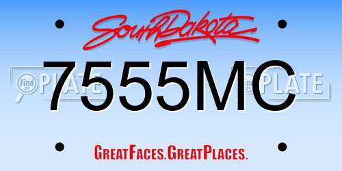 7555MC South Dakota License Plate