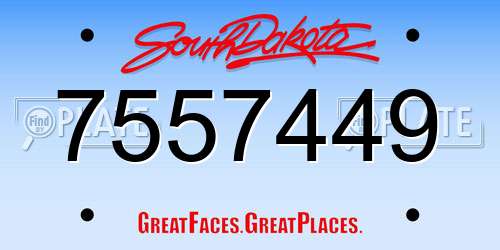 7557449 South Dakota License Plate