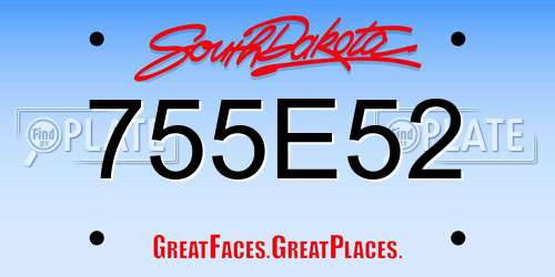 755E52 South Dakota License Plate