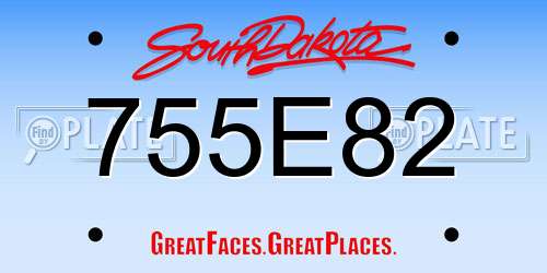 755E82 South Dakota License Plate