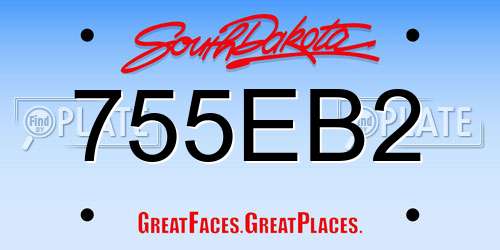 755EB2 South Dakota License Plate