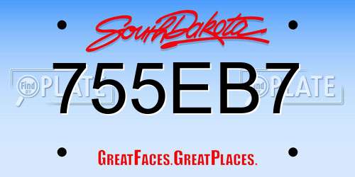 755EB7 South Dakota License Plate