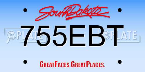 755EBT South Dakota License Plate