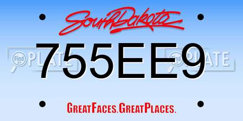 755EE9 South Dakota License Plate
