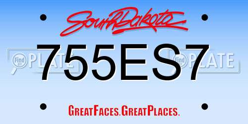 755ES7 South Dakota License Plate