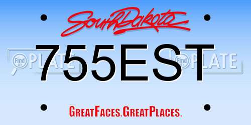 755EST South Dakota License Plate